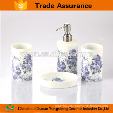 Blue Flower Decal Porcelain Bathroom Set Atacado